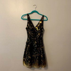 Jun & Ivy Black and Gold Dress
